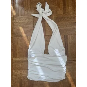 Zara Halter Top White V-Neck Sexy Beach Club Y2K Euro Summer Night Out Bridal thumbnail 4
