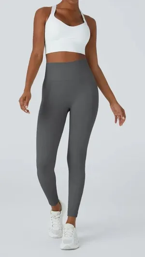Halara‎ OneForm Seamless Flow High Waisted Ruched 7/8 Yoga Leggings Medium Gray thumbnail 1