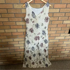 Vintages 80s 90s Ronni Nicole Floral Lace Overlay Maxi Sleeveless Dress Size 14 thumbnail 3