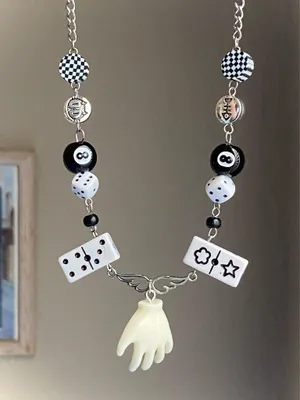 Handmade y2k funky grunge street mix beads unique necklace🎲⭐️📱⭐️🌀 thumbnail 1