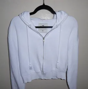 Hollister White Zip-Up Hoodie thumbnail 1