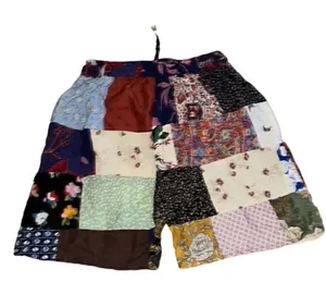 Women's Elastic Waist Patchwork Shorts. thumbnail 1
