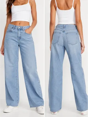 Old Navy Wow Loose Women’s Light Wash High Rise Wide Leg Jeans thumbnail 2