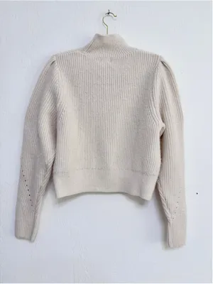 Women's H&M Cream Turtleneck Sweater Size S Ribbed Knit thumbnail 2