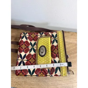 Fossil Key-Per Crossbody Bag Retro Floral Red Yellow Turnlock Pocket Purse thumbnail 14