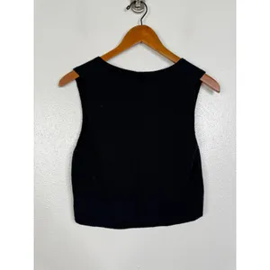 Wilfred Aritzia Black Knit V-Neck Cropped Sweater Vest Wool Cotton Blend Small thumbnail 2