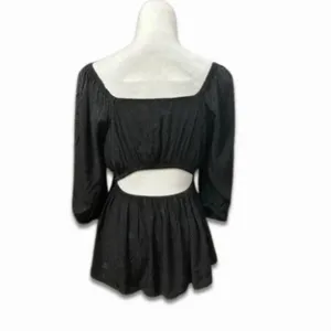 Treasure & Bond Boho Top Flowy Peplum Black Open Back Square Neck S NWOT Classic thumbnail 6