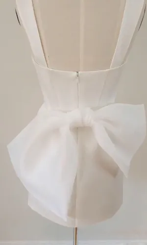 Custom Made Bridal Satin Dress With Bow thumbnail 6