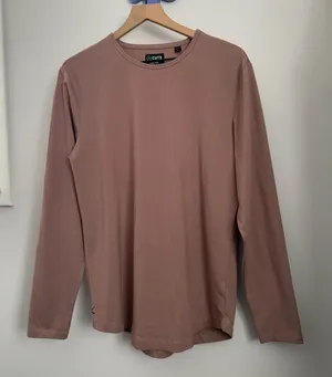 Cuts Men’s Large AO Long Sleeve Curve Hem‎ Tee Mauve Pink Workout Active thumbnail 1