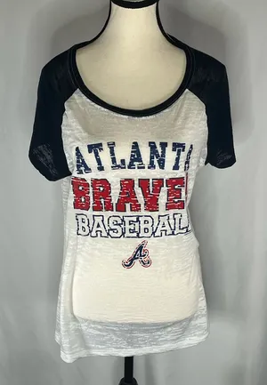 MLB Genuine Merchandise Atlanta Braves Women’s Burnout T-Shirt thumbnail 1
