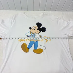 Disney White‎ T-Shirt with Mickey Mouse and Gold Accents Walt Disney World 50 thumbnail 4