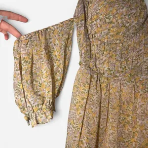 ASTR autumn wedding guest Yellow Floral Mini Dress XS | Coquette Romantic thumbnail 4