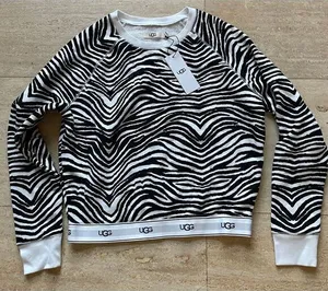 NEW UGG Zebra‎ Print Crewneck Sweatshirt Long Sleeve Pullover XS thumbnail 1