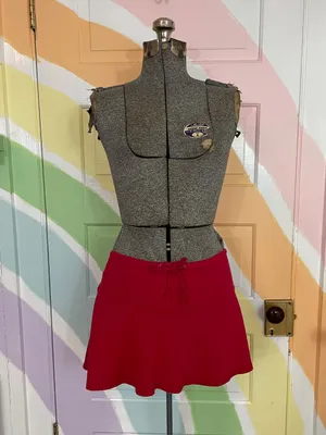 Vintage SO… So Real. So Right Y2K Red Cotton Micro Mini Skirt Sz M 💚🎀 thumbnail 2