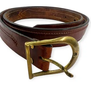 Vintage Jordache Leather Solid Brass Buckle Belt 34"/ 1.5" Unisex Men Women thumbnail 1