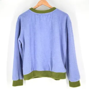 Maeve Anthropologie Sweater Women's M‎ Boxy Ringer Oversized Fuzzy Purple Green thumbnail 3