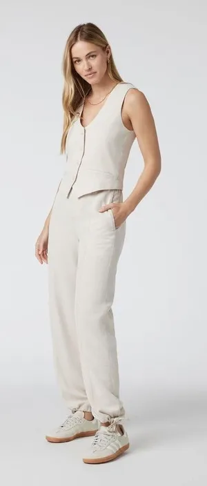 VUORI Coastline Milkweed Cream Pants 100% Lyocell Size Small LIKE NEW Small thumbnail 1