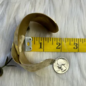 Vintage Brass twist hammered wide cuff bracelet thumbnail 3