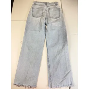 Zara High Waisted Wide Leg Distressed Jeans Light Wash‎ Blue Size 4 Distressed thumbnail 3