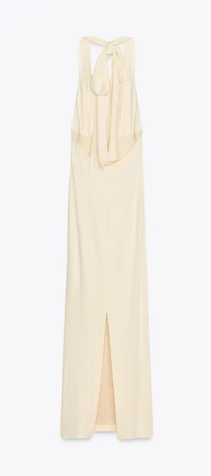 Zara dress maxi ecru ivory open back Evening holiday party wedding Gown thumbnail 9