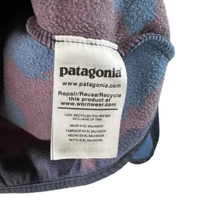 Patagonia Blue Camo Micro D Snap-T Fleece Pullover Mock Neck Size Small thumbnail 7