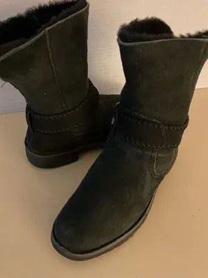 UGG women Black Suede Short biker classic Ankle Boots size 5.5 thumbnail 5