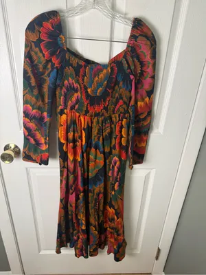 Farm Rio Colorful Flowers Midi Dress M thumbnail 7