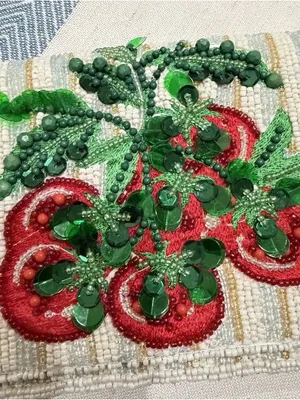 Handcrafted in India Striped Tomato Beaded Shoulder Bag VIRAL NWT thumbnail 9