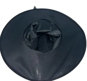 Womens Black Halloween Witch Costume Hat Shiny thumbnail 3