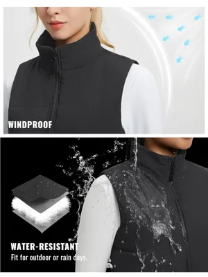 Baleaf Women's Black Quilted Puffer Vest with Stand Collar thumbnail 6