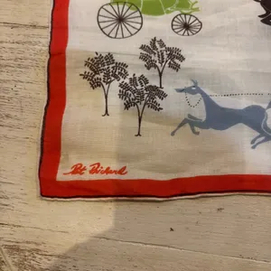 Kimball‎ Pat Prichard Designer Hanky Horses Carriages Castles Original Vintage thumbnail 3