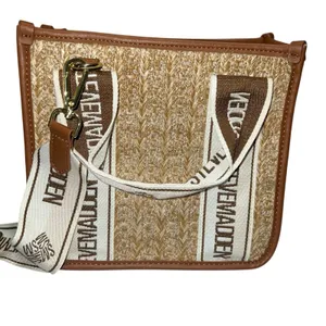 Steve Madden BWEBBER Straw Tote Crossbody Bag Beige/Brown w/Credit Card Holder‎ thumbnail 2