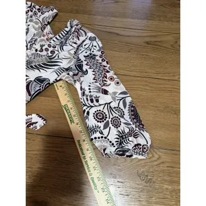 LOFT Outlet Women Size Medium Blouse Paisley Print Tie Bottom Polyester City‎ thumbnail 7