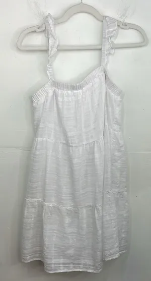 Altar’d State White Ruffled Strap Tired Dress cotton size Large thumbnail 1
