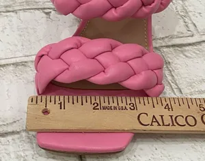 BCBGeneration Pink “Finaa” Slide Chunky Braided Woven Strap Heel Sandal Size 7 thumbnail 10