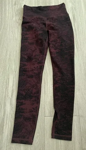 Athleta Maroon & Black High-Rise Performance Leggings thumbnail 1