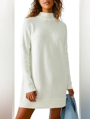 Free People Casey Tunic Sweater im Ivory. size Small. thumbnail 3