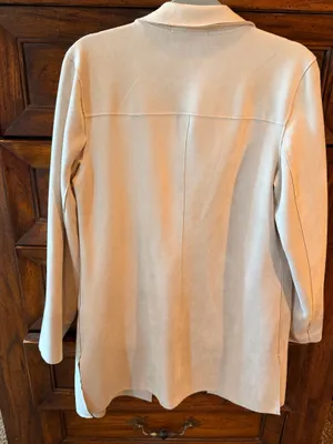 Philosophy Republic Clothing Faux Suede Waterfall Open Front Jacket Small Neutral thumbnail 4