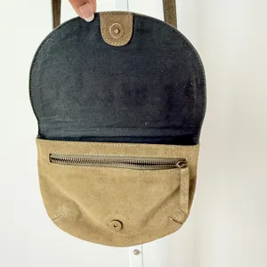 Multicolor Suede‎ Scalloped Patchwork Crossbody Bag Mermaid Boho Brown thumbnail 4