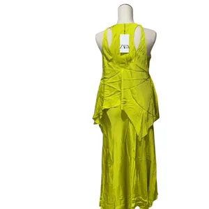 NWT Zara Lime Green Asymmetrical Midi Dress Bloggers Faves thumbnail 10