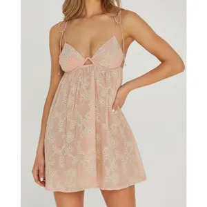 FOR LOVE & LEMONS Frances Cutout Eyelet Mini Dress, Orange, XS thumbnail 4