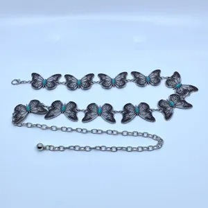 Silver Turquoise Butterfly Whimsygoth Chain Belt, Fits 23-38 Inches, X7GA1253 thumbnail 6