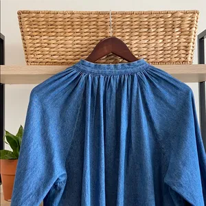 Anthropologie Ne Quittezpas Denim Chambray Embroidered Tassel Top, M thumbnail 9