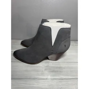 FRYE Reina Cut Out Short Gray Leather Slip On Womens Bootie Boots Size 10M 78394 thumbnail 13