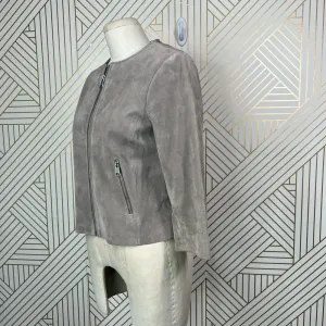 Soia + Kyo Collarless Zip Front Suede Jacket Tan Brown Size‎ US Small thumbnail 7