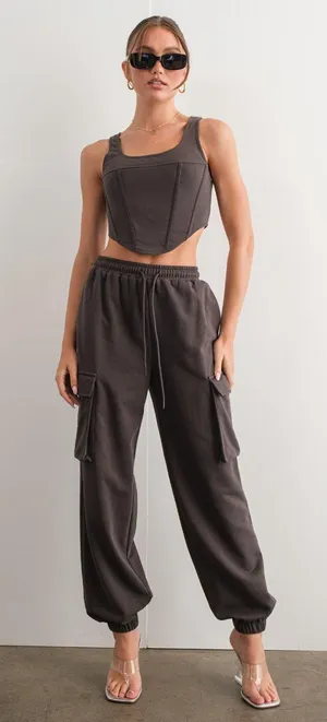 Isabelle’s Cabinet Pretty Garbage Cropped Corset & Jogger Set thumbnail 1