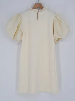 THML Cream Puff Sleeve Mock Neck Mini Dress Size S thumbnail 3