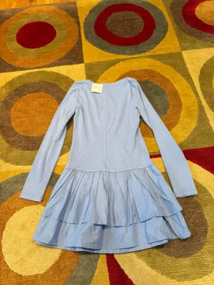 NWT American Eagle Scoop Neck Knit Ruffle Mini Dress Very Short Fitting Medium thumbnail 4