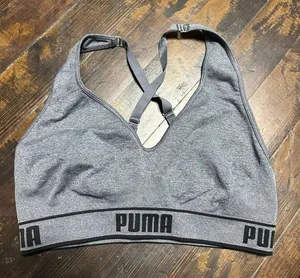 Puma heathered gray strappy XL Athleisure sports bra thumbnail 1