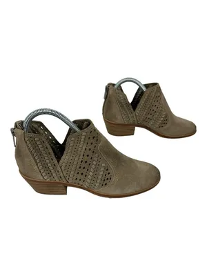 Vince Camuto Taupe Suede Perforated Booties Low Block Heel Size 7.5 thumbnail 8